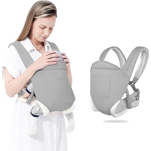 MIAO PAW Baby Sling Carrier,Baby Carrier Newborn to Toddler, Adjustable Breathable Carrier, Infant Hip Seat Carrier for Toddler Sling, Nursing Sling Wrap Carries 7-45 Lbs, Light Grey