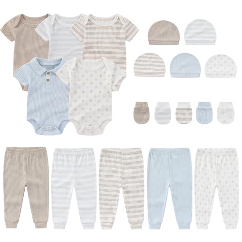 MAMIMAKA Newborn Layette Gift Set 20-Piece Cotton Baby Boy Girl Clothes Essentials and Accessories
