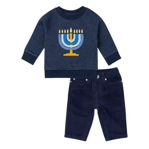 Baby Menorah Sweatshirt and Pants Set by Monica + Andy - (Sizes 0 - 24M)