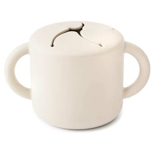 mushie Silicone Snack Cup | Spill Proof Food Container for Toddler and Baby (Ivory)