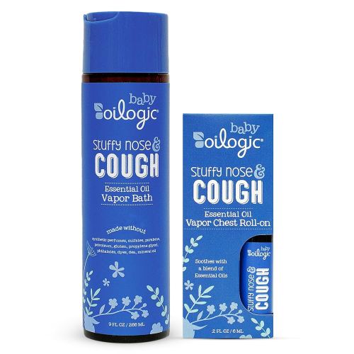 Oilogic Stuffy Nose & Cough Vapor Bath & Roll-On Essential Oil for Babies & Toddlers - Gentle Baby Bath Essentials Soothe & Comfort - Pediatrician-Tested & Safe for Babies