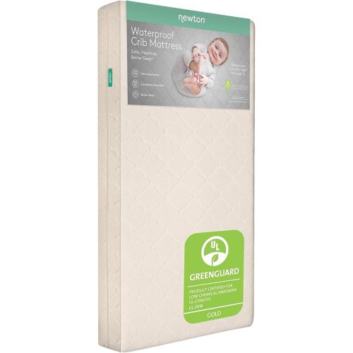 Newton Baby Waterproof Crib Mattress and Toddler Bed - Ultra-Breathable Proven to Reduce Suffocation Risk, Washable Core & Cover, 2-Stage, Deluxe 5.5" Thick - Sandstone