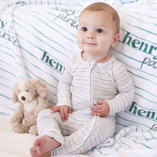 Sage's Stripes Waffle Bamboo Convertible Zip Romper, 6-12 M