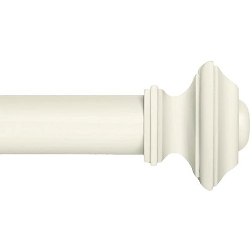 Ivilon Drapery Window Curtain Rod Set - Square Design 1 1/8 Rod. 48 to 86 Inch. Ivory/White