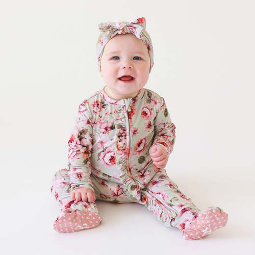 Posh Peanut: Footie Ruffled Zippered One Piece in Millicent