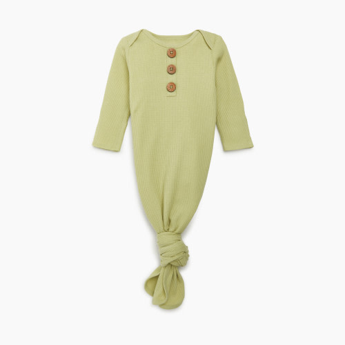 Tiny Kind Waffle Knotted Gown - Lt. Olive, 0-3 M