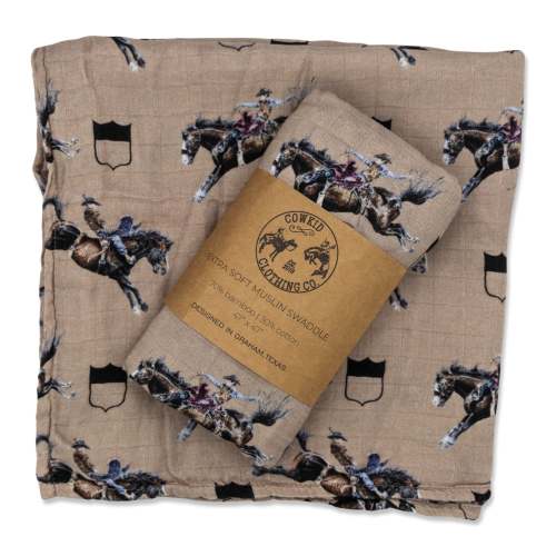 Rodeo Broncs Bamboo Muslin Swaddle – Cowkid Clothing Company