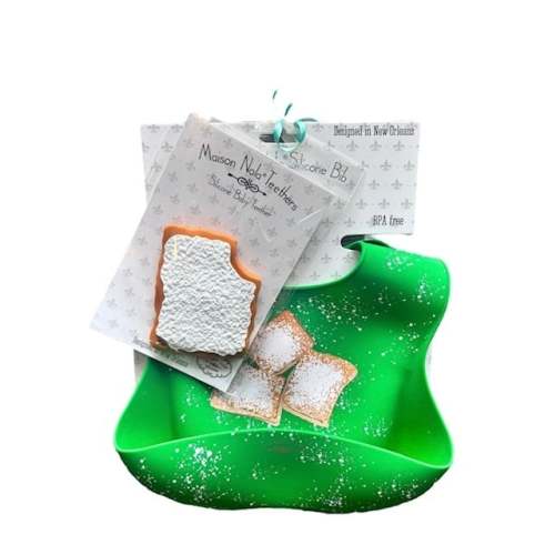 Baby's First Beignet Gift Bundle | Silicone Bucket Bib and Teether - ZukaBaby