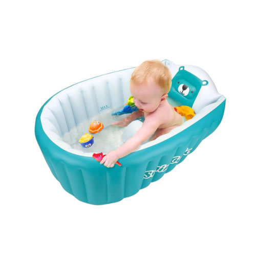 Inflatable Bathing Tub for Toddler,Non Slip Safety Thick Cushion Central Seat,Portable Travel Seat Baths Baby Swimming Pool for 0-5 Year(Blue)