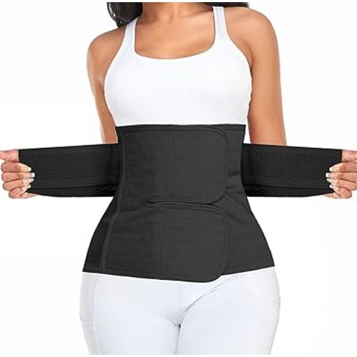 Postpartum Belly Band Support Recovery Wrap, Abdominal Binder Postpartum Essentials After Birth Brace, Body Shaper Waist Shapewear, Post Surgery Pregnancy Belt (Small/Medium, 1-Black)