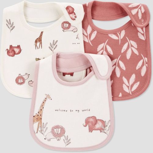 Carter's Just One You®️ Baby Girls' 3pk Rose Safari Bib - Pink