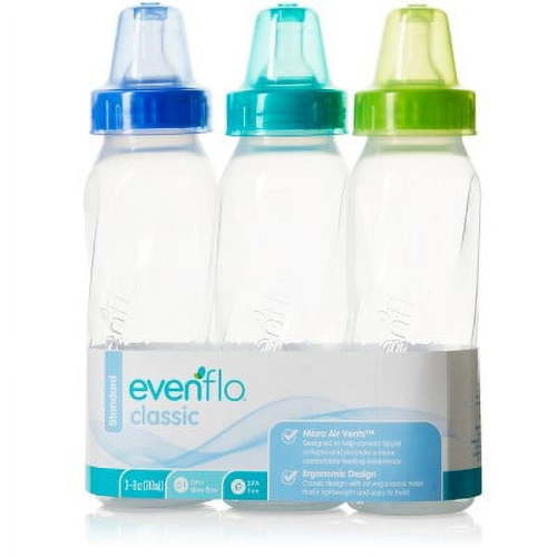 Evenflo Classic Clear Bpa-Free Plastic Baby Bottle - 8oz 3pk