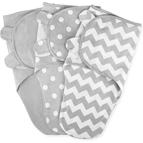 Comfy Cubs Swaddle Blanket Baby Girl Boy Easy Adjustable 3 Pack Infant Sleep Sack Wrap Newborn Babies (Small 0-3 Months, Grey)