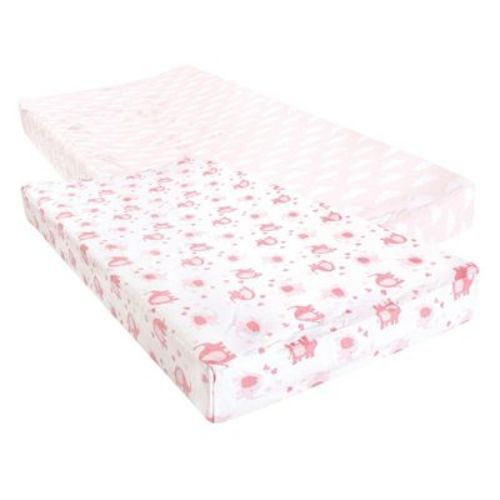 Luvable Friends Infant Girl Fitted Changing Pad Cover, Girl Basic Elephant, One Size