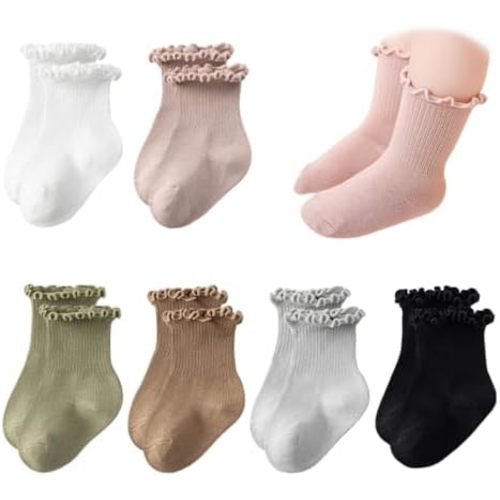 Gzeibmoo Baby Girls Socks Newborn Cotton Infant Toddler Frilly Ruffle