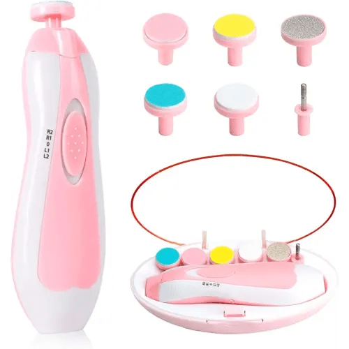Baby Nail Trimmer Electric-6 in 1 Baby Nail File Clippers Infant Grooming Kit Manicure Set for Toddler or Adults, Pink