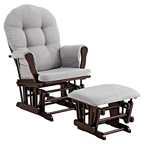 Angel Line 61311-49 Windsor Glider and Ottoman, Espresso with Cushion, Gray, Espresso with Gray