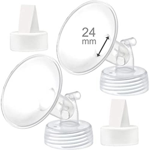 Maymom Compatible 24mm Flange & Duckbill Valve for Spectra S1 Spectra S2 Breastpump Not Original Spectra S2 Accessories Not Original Spectra Pump Parts Replace Spectra Duckbill, Replace Spectra Flange