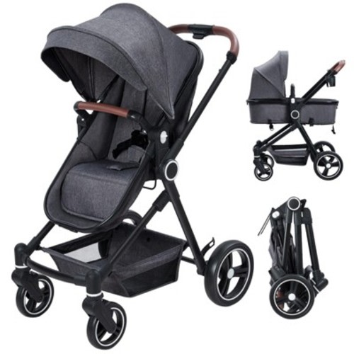 2 in1 Baby Stroller, High Landscape Infant Stroller, Reversible Bassinet Pram Stroller