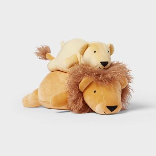 Lion And Baby Weighted Plush Kids' Throw Pillow Yellow - Pillowfort™