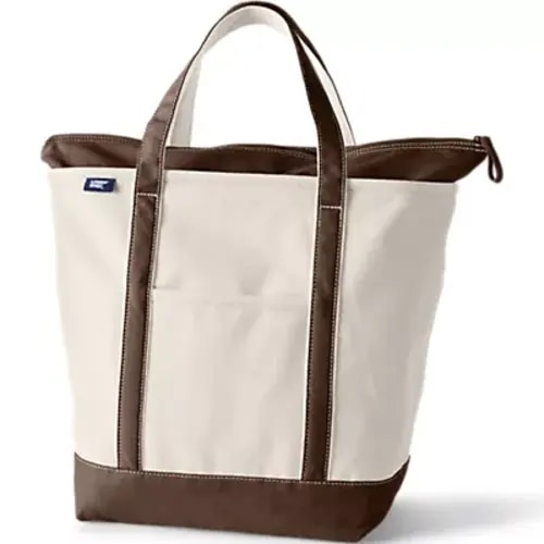 Medium 5 Pocket Zip Top Canvas Tote Bag | Lands' End