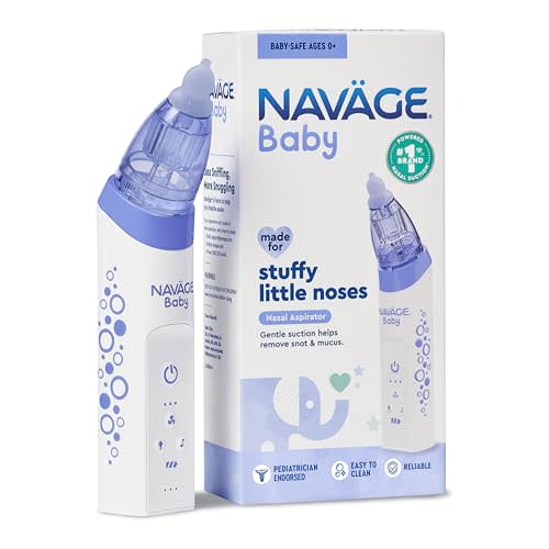 Navage Baby Nasal Aspirator - Gentle, Pediatrician Endorsed Nasal Aspirator for Baby Congestion & Stuffy Noses - Baby Nose Sucker w/ Lights, Lullabies & BPA Free Silicone Tips