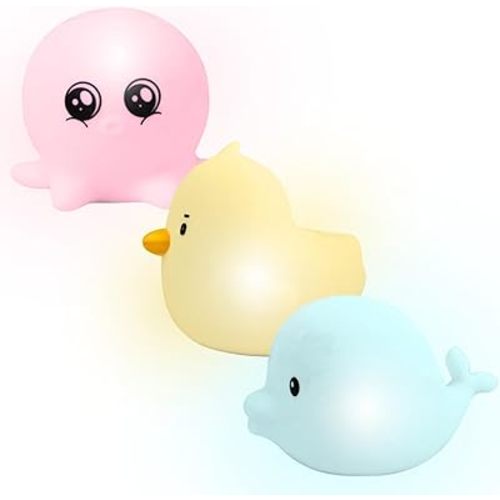 Kids Bath Toys, Light Up Bath Toys, Bath Lights for Kids, Bathtub Lights, Light Up Bath Cubes, Light Up Baby Toys, Swimming Bath Toys, Bath Tub Lights, Floating Rubber Animal Toys Set, Lumipets
