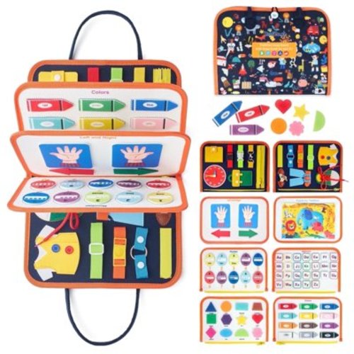 KiddiTouch Toddler Busy Board Montessori Toys, Sensory Board Educational Activities for Learning Fine Motor Skills, Gifts for Boys Toddlers 1-3 2-4, Travel Toys