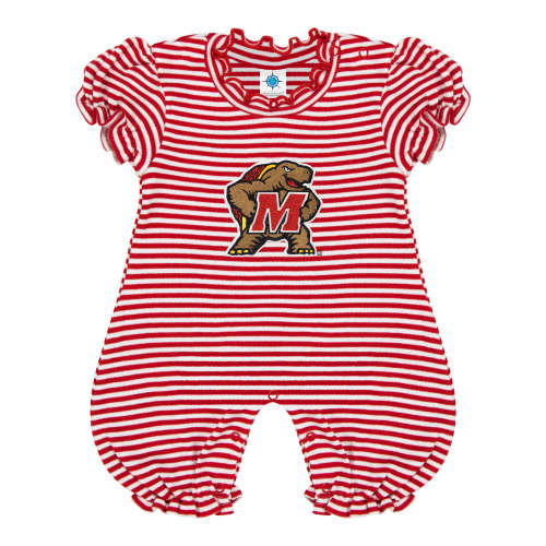Maryland Terrapins Stripe Puff Sleeve Romper | College Baby