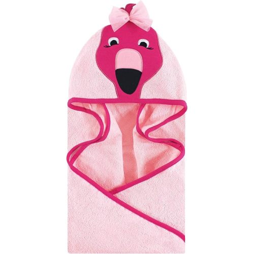 Hudson Baby Unisex Baby Cotton Animal Face Hooded Towel, Flamingo, One Size