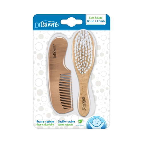 Dr. Brown's Healthy Baby Essential Care, Soft & Safe, Baby Brush Plus Comb for Infants & Toddlers