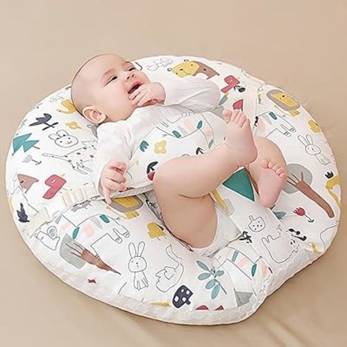 Baby Nursing Pillow for Breastfeeding Infant Feeding Pillow with Soft Removable Cover Ajustable & Portable for Baby (Green, 60x55cm)