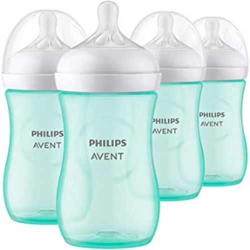 Philips Avent Natural Baby Bottle with Natural Response Nipple, Teal, 9oz, 4pk, SCY903/44