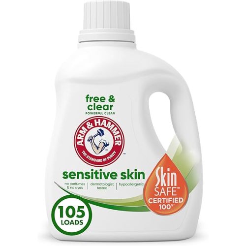 Arm & Hammer Sensitive Skin Free & Clear, 105 Loads Liquid Laundry Detergent, 105 Fl oz