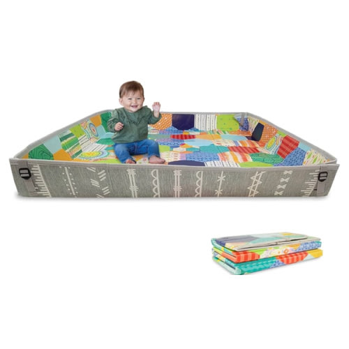 Infantino Foldable Soft Foam Play Mat, Baby Play Mat for Tummy Time & Floor Play, Lightweight, Easy to Store, Wipeable, Multicolor