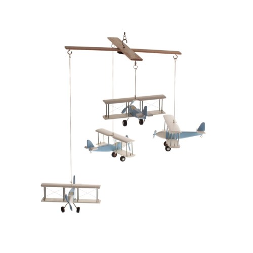 Airplane baby mobile, 4 Baby Blue White Hanging planes, Decorative wooden airplane, Travel theme nursery, baby shower gift, Nursery Decor