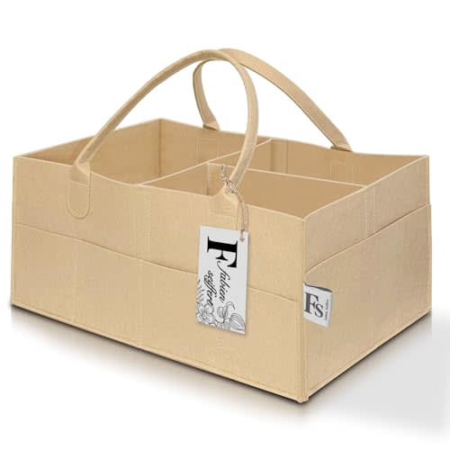 FABIEN SIEFFERT,Baby Diaper Caddy Organizer,Nursery Storage Bin and Car Organizer for Diapers and Baby Wipes, Newborn Essentials Must Haves,super large,Oatmeal