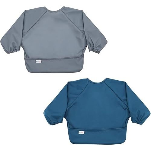 ALVABABY Baby Bibs Mess Proof Baby Bib Full Sleeve 2 Packs Waterproof Bib for Toddlers Tug Proof Closure Waterproof Washable Adjustable Girls Feeding Bib 2WDJ05-CA