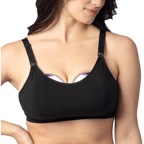 Lansinoh Kindred Bravely, Nursing Bra and Wearable Pumping Bra, Fits Discreet Duo Breast Pump, Sizes 32A-44I, Black