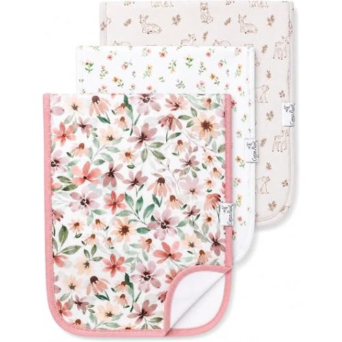 Copper Pearl Premium Baby Burp Cloths - 3-Pack Large Cotton Burp Cloths, Extra Soft Spit Up Rags with 3 Absorbent Layers, Perfect for Baby Boy and Baby Girl Gifts
