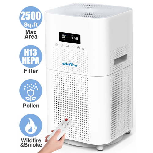 AIRFIRE HEPA Air Purifier for Large Rooms up to 2500 Sq.ft, Air Purifiers for Pet Dander&Odor, Dust, Pollen, Wildfire/Smoke, AP401, White