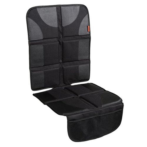 Lusso Gear Car Seat Protector with Thickest Padding - Featuring XL Size (Best Coverage Available), Durable, Waterproof 600D Fabric, PVC Leather Reinforced Corners & 2 Large Pockets for Handy Storage - Black - For Child Car Seat