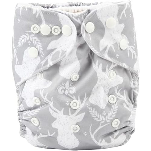 Baby Pocket Diaper Nappy Reusable Washable 8lbs to 36lbs (Grey Deer)