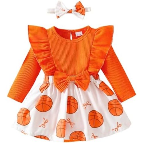 Chichoo Baby Girl Clothes Infant Fall Winter Outfits Newborn Long Sleeve Romper Dress Ruffle Bodysuit With Headband