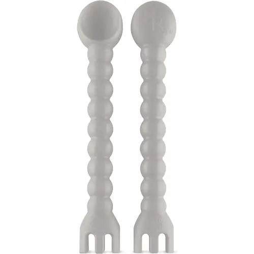 Ryan & Rose Cutie Tensils Baby Spoon and Fork [2 Pack] (Slate)