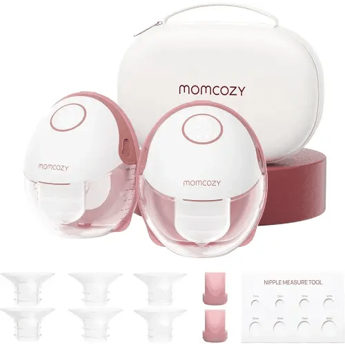Momcozy Breast Pump Hands Free Mobile Style | M6, Wearable Breastfeeding Pump Ideal Rhythm for More Milk, DoubleFit Flange More Fit & Discreet with 3 Modes & 9 Levels, 24mm (Cozy Red, 2 Count)