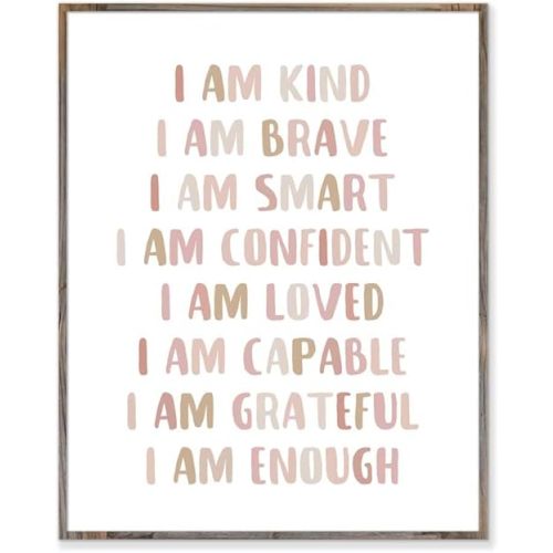 Affirmations Print, I Am Kind, I Am Brave, Affirmations For Kids, Inspirational Quote, Nursery Room Decor, Affirmations Gift, Kids Print, Without Frame - 8x10"