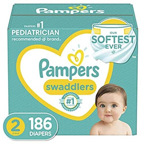 Diapers Size 2, 186 Count - Pampers Swaddlers Disposable Baby Diapers (Packaging & Prints May Vary)