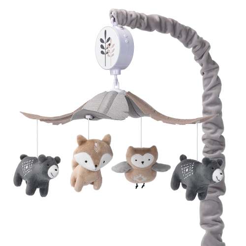 Woodland Forest Gray/Tan Musical Baby Crib Mobile Soother Toy – Lambs & Ivy