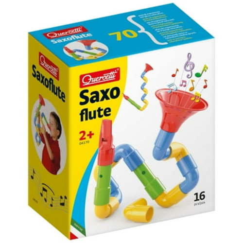 Quercetti: Saxoflute - 16pc Build Your Own Instrument Toy, Tube Construction, Sounds Musical Activity, Preschool Building Set, Toddler & Kids 2+